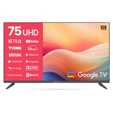 와이드뷰 4K UHD 구글5.0 스마트 TV, 190cm(75인치), WGE75UT1, 무타공 벽걸이형(추가비용발생), 방문설치