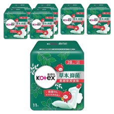 Kotex 靠得住 草本抑菌加強版衛生棉 日夜適用, 7套, 11片, 28cm