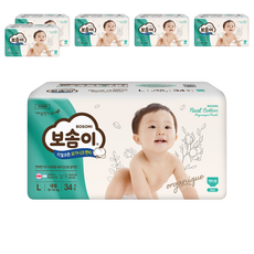 보솜이 리얼코튼 오가니크 팬티형 기저귀 남아용, 대형(L), 204매