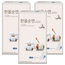 예지미인 한울 순면감촉 슈퍼롱 생리대 날개형, 오버나이트, 20개입, 3개, 패드형