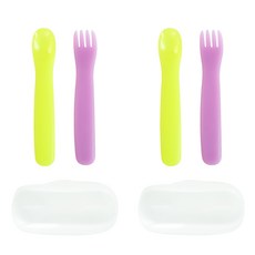 COMBI 孩童湯匙叉子組+餐具盒, 混色, 湯匙 2入+叉子 2入+收納盒 2入, 2組