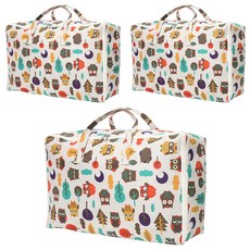 하늬통상 패브릭 이불정리함, 부엉이, 3개