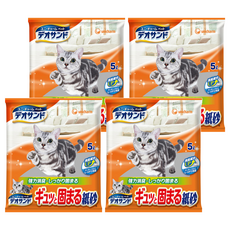 Deo Sand 瞬間消臭紙砂, 小顆粒材質 快速結團 強力消臭 5L, 無香, 4包