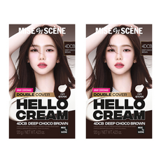 미쟝센 헬로크림 더블커버 새치 염색제, 딥초코브라운, 2개