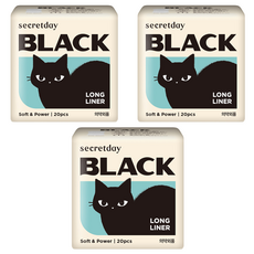 secretday Black護墊, 20片, 3包, 長型(18cm)
