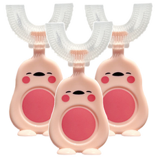 Nawaagi U型嬰幼兒牙刷, 1入, 粉紅鴨, 3個