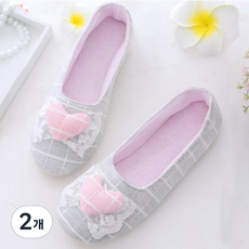 Hongdaesunhuisyap 707 襪套式愛心蕾絲室內拖鞋, 灰色, 2個