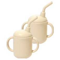 아가방 유아동용 마이페이보릿띵스 이유식 빨대컵, 120ml, 2개, 크림베이지