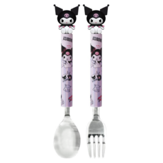 LiLFANT 立體 304不鏽鋼兒童餐具, 酷洛米, 湯匙 + 叉子, 1組