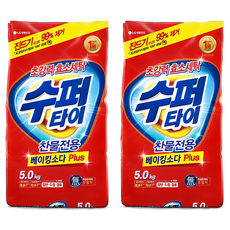 수퍼타이 찬물전용 일반드럼 겸용 분말세제 리필, 5kg, 2개