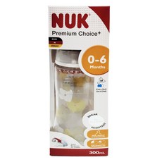 NUK 寬口徑PA奶瓶 附中圓洞矽膠奶嘴 1號 0~6M, 顏色隨機, 300ml, 1個