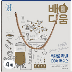 Baedaum 低溫果汁 梨汁 10p, 1000ml, 4個