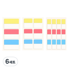 아이엔피 형광 인덱스 접착 메모 스티커 소 + 중 + 대, 6세트