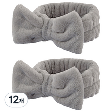 俏皮姐妹可愛洗臉髮帶, 12個, 灰色蝴蝶結