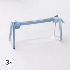 City Company 透明防水筆袋 鉛筆盒, 3個, 藍色