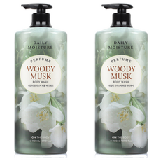 온더바디 데일리 모이스처 퍼퓸 바디워시 우디 머스크향, 1.1L, 2개