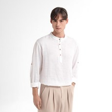 제이에이치스타일 남성용 통기성 줄지않는 뉴 린넨 롤업 긴팔 셔츠 TBCROK002