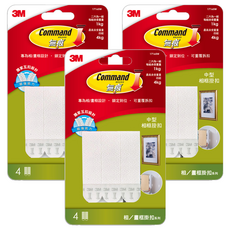 3M Command 無痕 畫框掛扣 17165W 4個, 白色, 3組