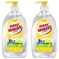 해피홈 주방세제 이지워시 레몬소다 용기, 2개, 720ml