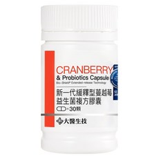 大醫生技 蔓越莓益生菌複方膠囊, 30顆, 1罐