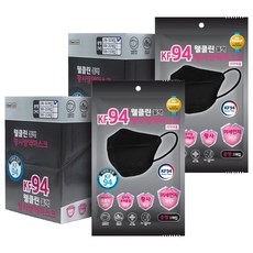 立體防塵口罩 KF94 M號, 黑色, 50片, 2盒