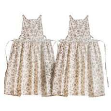 Hello Gem 教師 花藝師 花店 廚房 大尺碼 防水花朵圖案連身裙長版圍裙, 米色, 2個