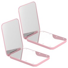 아이돈케어 8패널 LED 메이크업 거울 휴대용, 핑크, 2개