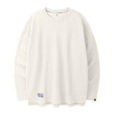 ALVINCLO 寬鬆素色雙面布長袖T恤 AVT363, 奶油