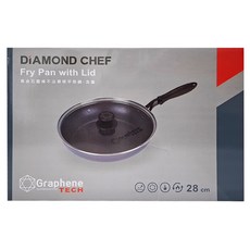 DiAMOND CHEF 黑金石墨烯不沾單柄平煎鍋含蓋, 28cm, 1個