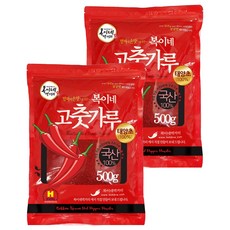 복이네먹거리 국산 태양초 고추가루 씨뺀 보통맛 김치용, 500g, 2개
