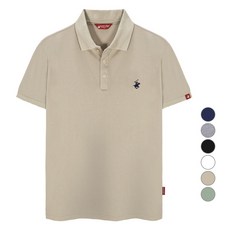 BEVERLY HILLS POLO CLUB 比佛利保羅 男女通用標準刺繡Logo PK短袖翻領T恤 CPX0T01, 淺褐色