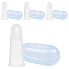 hibee 矽膠手指牙刷+收納盒, 混色, 4組