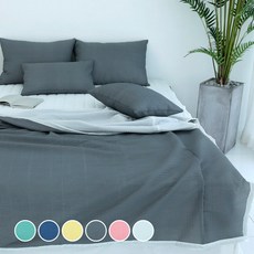 SCOHOME 夏季泡泡紗雙色寢具組