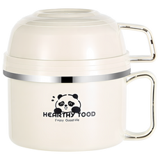 橡合杉 不銹鋼保溫雙層飯盒 1.2L, 卡其色, 1個