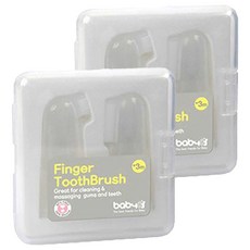 Baby & I 嬰兒手指牙刷 2p + 便攜包, 透明色, 2組