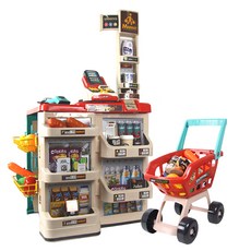 家庭超市遊戲+購物車套組, 1套, 多色