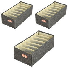OMG 可堆疊內衣褲襪子分格收納盒 小7格 32 x 16 x 11cm 深灰色 牛津布材質, 3個