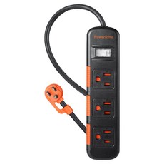 PowerSync 群加 1開3插滑蓋防塵防雷擊延長用電源線組 TS3DC118, 1.8m, 黑色, 1組