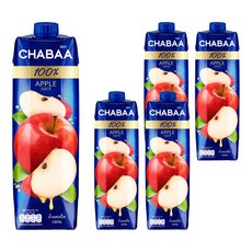 CHABAA 啜吧 100%蘋果汁 泰國原裝進口 原汁原味, 1L, 5瓶
