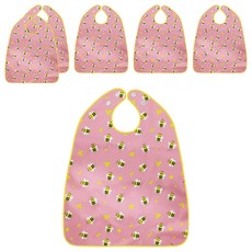 Derhappy 成人防水蜜蜂鈕扣式圍兜, 粉紅色, 6個