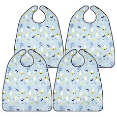 더해피 성인 방수 백곰 버튼형 턱받이, 스카이, 4개