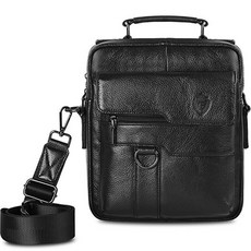 CAPACCI 男款皮革斜肩包 CCI0005, 黑色