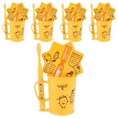 WEDENT 威登 兒童與青少年 3~5歲用 漱口杯 + 沙漏組 黃色, 5套