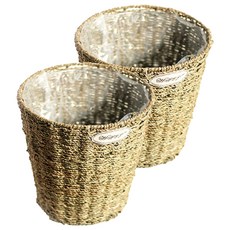 Garden in the City 藤編粗圓形花盆籃, 單色, 2個