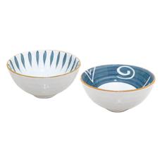 HOMEWARE MAGICIAN 家魔仕 初見瓷碗 2個, 白色 + 藍色, 瓷碗, 1組