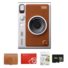 인스탁스 미니 에보 즉석카메라 브라운 + 가로형전용케이스 브라운 + 오리진미니앨범 랜덤발송 + 32GB메모리카드 + 보호필름 세트 FI038, 1세트