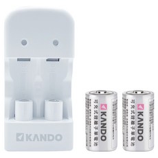 KANDO 感動 智能雙槽充電組 適用CR2/CR123A 內附CR2電池x2 USB線x1, 1組