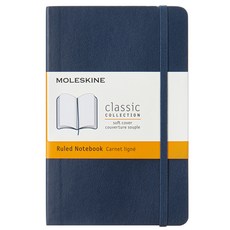 몰스킨 클래식 룰드 소프트커버 노트 포켓, 사파이어 블루, 1개