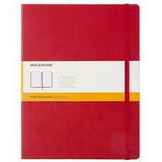 몰스킨 클래식 룰드 하드커버 노트 엑스라지, 스칼렛 레드, 1개
