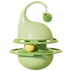 摩達客寵物 貓咪舒壓玩具不倒翁鈴鐺漏食球 寵物防暴食趣味, 清新綠色, 1個